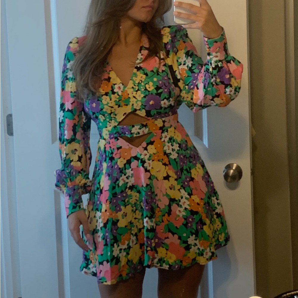 AFRM Floral Multicolor Dress Cutout